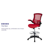 Chaise de bureau ergonomique mi-dossier avec repose-pieds réglable et accoudoirs relevables