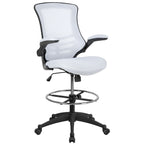 Chaise de bureau ergonomique mi-dossier avec repose-pieds réglable et accoudoirs relevables