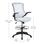 Chaise de bureau ergonomique mi-dossier avec repose-pieds réglable et accoudoirs relevables