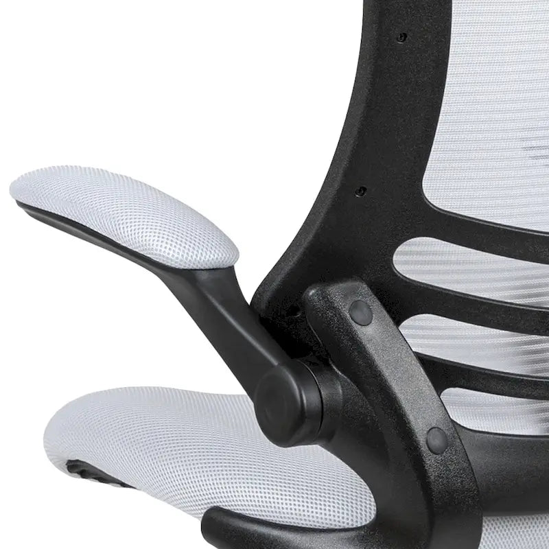 Chaise de bureau ergonomique mi-dossier avec repose-pieds réglable et accoudoirs relevables