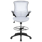 Chaise de bureau ergonomique mi-dossier avec repose-pieds réglable et accoudoirs relevables