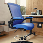 Chaise de bureau ergonomique mi-dossier avec repose-pieds réglable et accoudoirs relevables