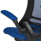 Chaise de bureau ergonomique mi-dossier avec repose-pieds réglable et accoudoirs relevables