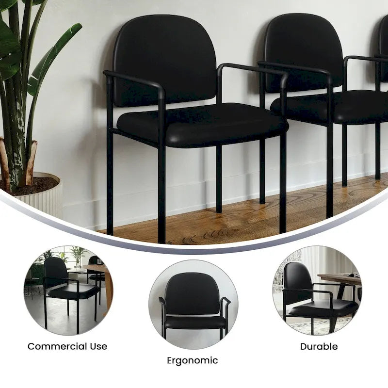 Chaise de réception latérale empilable en acier avec accoudoirs, modèle Confort