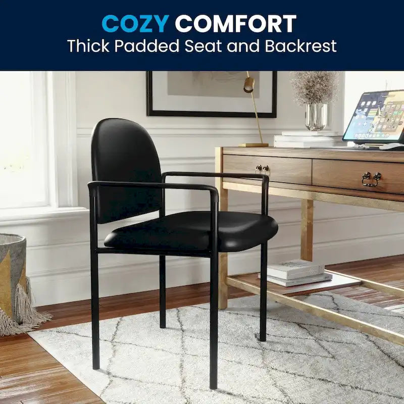 Chaise de réception latérale empilable en acier avec accoudoirs, modèle Confort