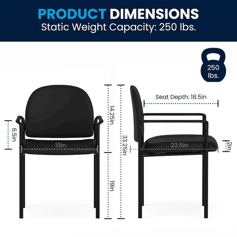 Chaise de réception latérale empilable en acier avec accoudoirs, modèle Confort