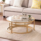 Lot de 2 tables basses gigognes Grant Round Gold