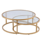Lot de 2 tables basses gigognes Grant Round Gold