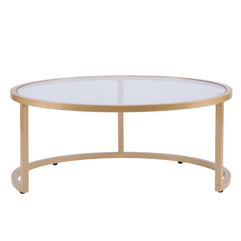 Lot de 2 tables basses gigognes Grant Round Gold