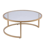 Lot de 2 tables basses gigognes Grant Round Gold