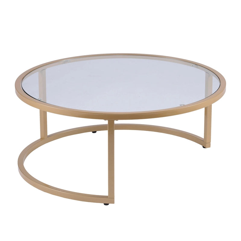 Lot de 2 tables basses gigognes Grant Round Gold