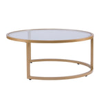 Lot de 2 tables basses gigognes Grant Round Gold