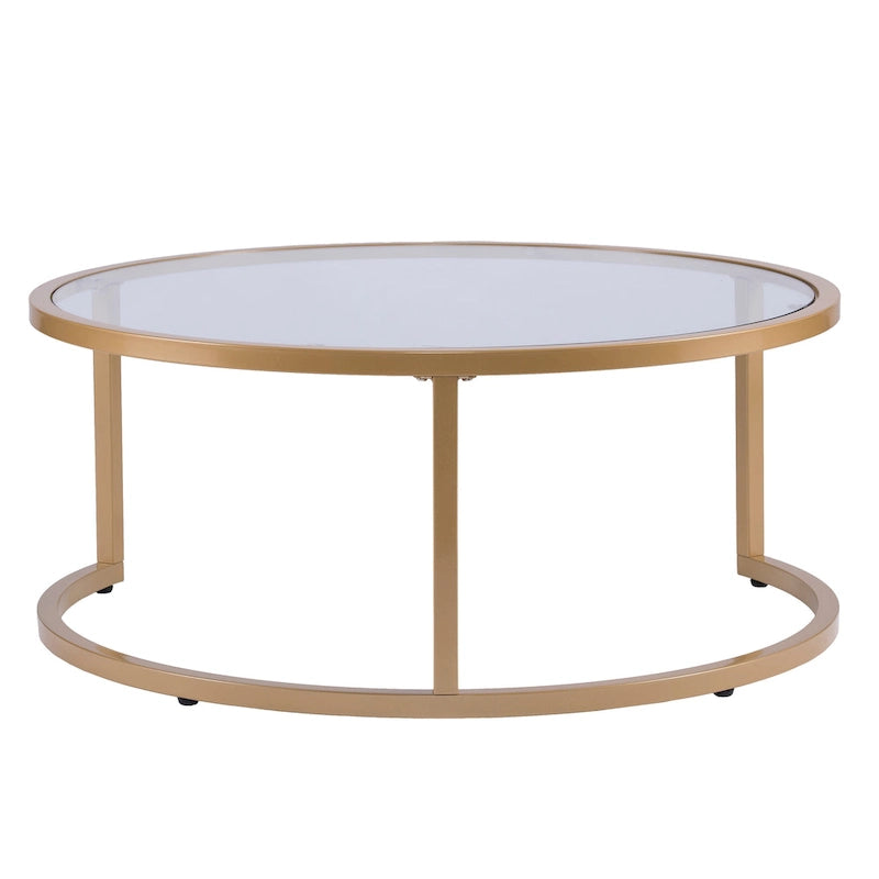 Lot de 2 tables basses gigognes Grant Round Gold