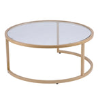 Lot de 2 tables basses gigognes Grant Round Gold