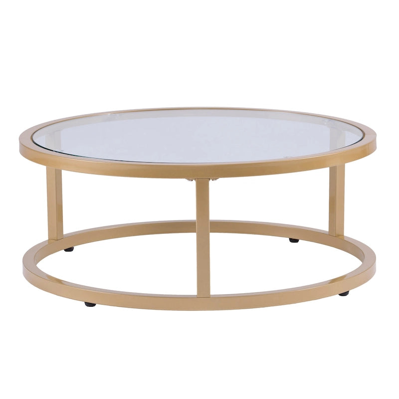 Lot de 2 tables basses gigognes Grant Round Gold