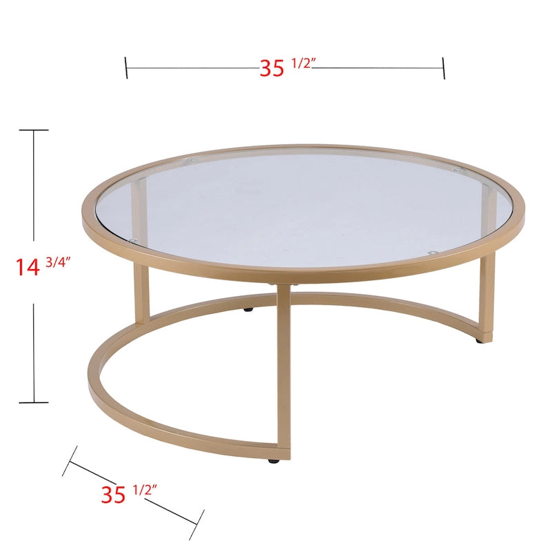 Lot de 2 tables basses gigognes Grant Round Gold