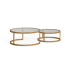 Lot de 2 tables basses gigognes Grant Round Gold