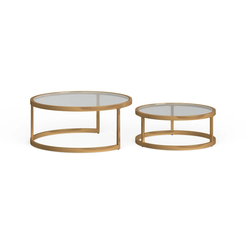 Lot de 2 tables basses gigognes Grant Round Gold