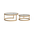 Lot de 2 tables basses gigognes Grant Round Gold