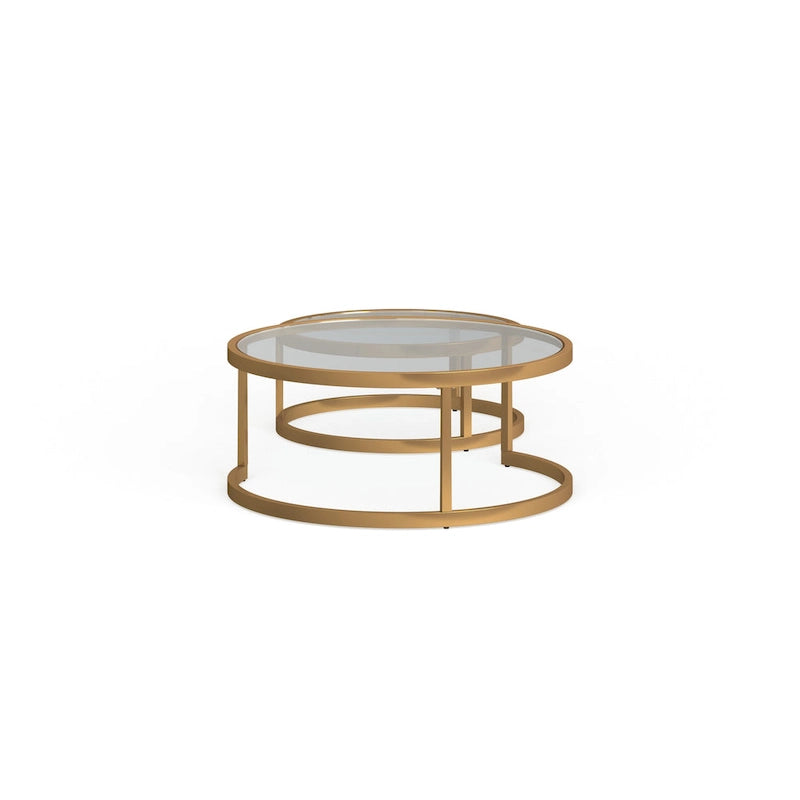 Lot de 2 tables basses gigognes Grant Round Gold