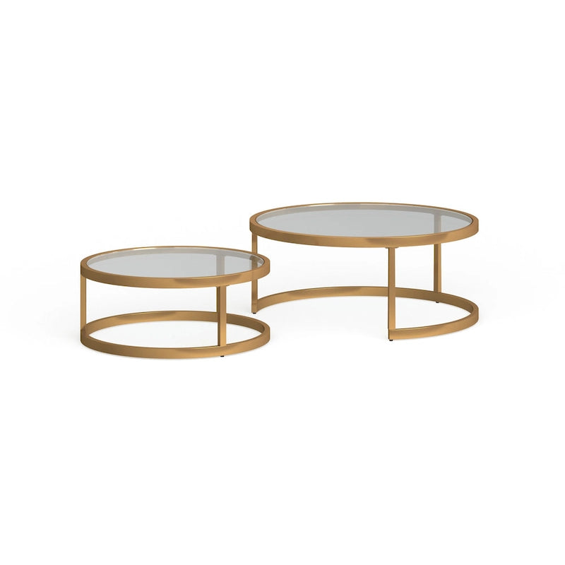 Lot de 2 tables basses gigognes Grant Round Gold