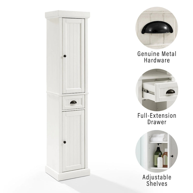 Meuble haut de salle de bain en lin, style bord de mer, blanc vieilli