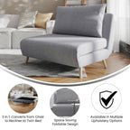 Fauteuil de repos pliant avec pieds escamotables et coussin de dossier – 75,5P x 41L x 30H