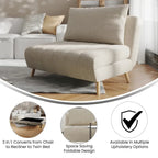 Fauteuil de repos pliant avec pieds escamotables et coussin de dossier – 75,5P x 41L x 30H
