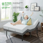 Cadre de lit réglable Split King avec matelas en mousse à mémoire de forme au gel de 30,5 cm, USB, application, massage, télécommande