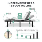 Cadre de lit réglable Split King avec matelas en mousse à mémoire de forme au gel de 30,5 cm, USB, application, massage, télécommande