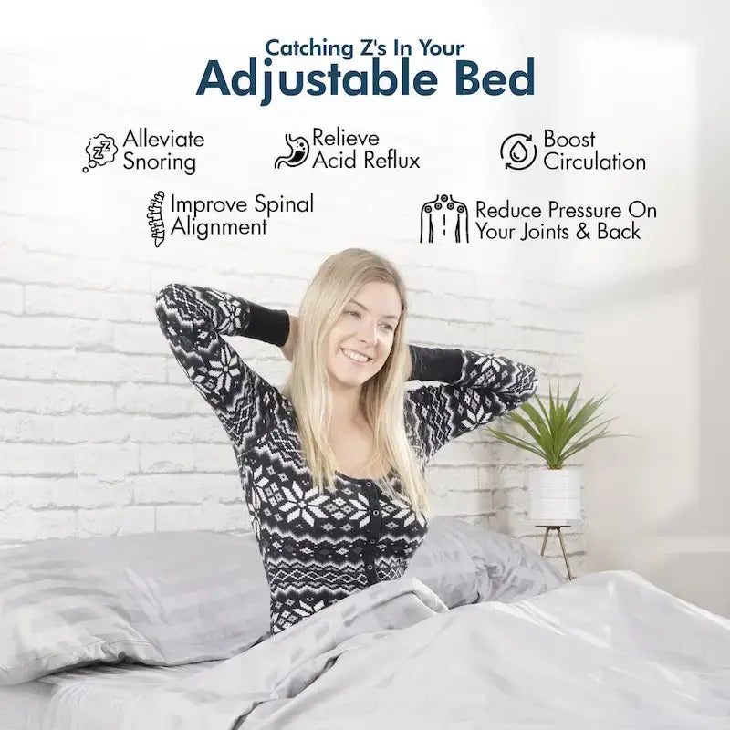 Base de lit réglable avec matelas en mousse à mémoire de forme au gel de 35,56 cm (14 po) de fermeté moyenne, double massage, ports USB, application et télécommande.