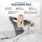 Base de lit réglable avec matelas en mousse à mémoire de forme au gel de 35,56 cm (14 po) de fermeté moyenne, double massage, ports USB, application et télécommande.