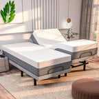 Base de lit réglable avec matelas en mousse à mémoire de forme au gel de 35,56 cm (14 po) de fermeté moyenne, double massage, ports USB, application et télécommande.