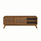 Meuble TV en rotin de style moderne du milieu du siècle de 150 cm pour téléviseur de 65 pouces