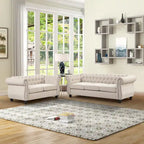 Ensemble de canapé et de causeuse Chesterfield capitonné