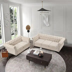 Ensemble de canapé et de causeuse Chesterfield capitonné