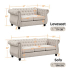 Ensemble de canapé et de causeuse Chesterfield capitonné