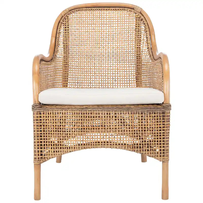 Fauteuil d'appoint Rosalia Coastal en rotin avec coussin – 23,4 L x 24,8 P x 32,7 H – 23Lx25Px33H
