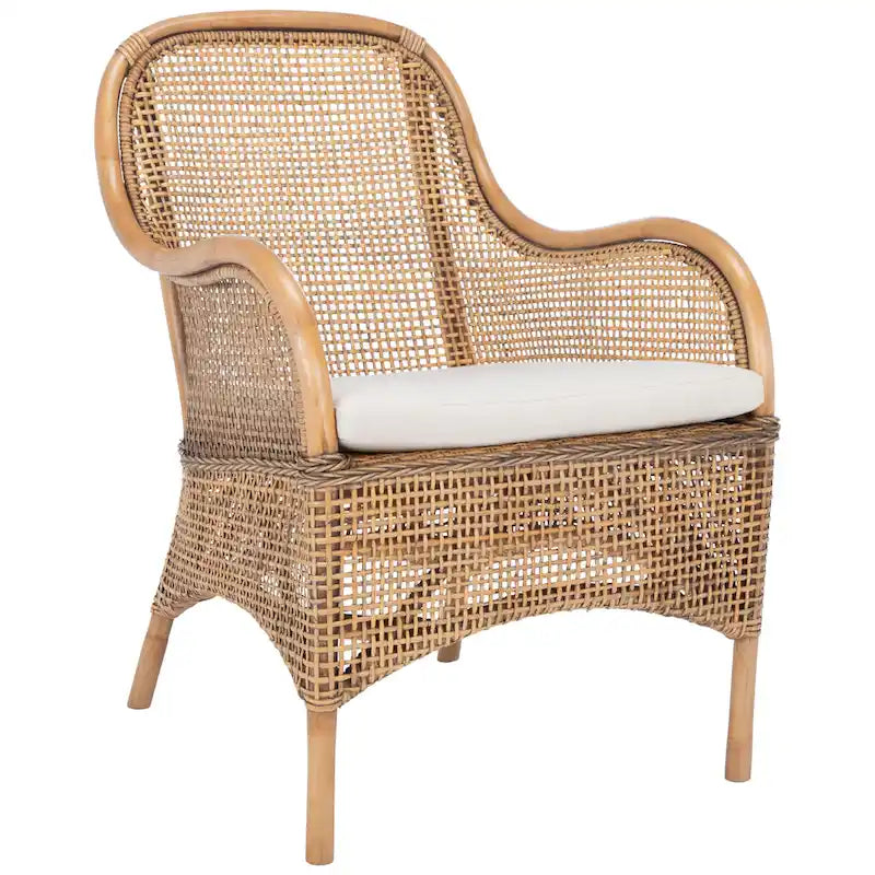 Fauteuil d'appoint Rosalia Coastal en rotin avec coussin – 23,4 L x 24,8 P x 32,7 H – 23Lx25Px33H