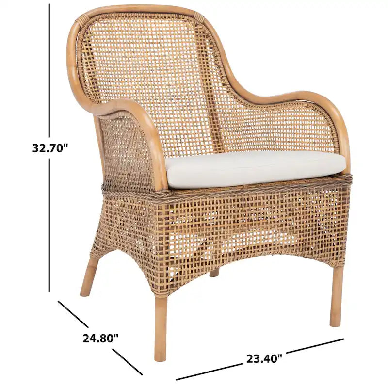 Fauteuil d'appoint Rosalia Coastal en rotin avec coussin – 23,4 L x 24,8 P x 32,7 H – 23Lx25Px33H