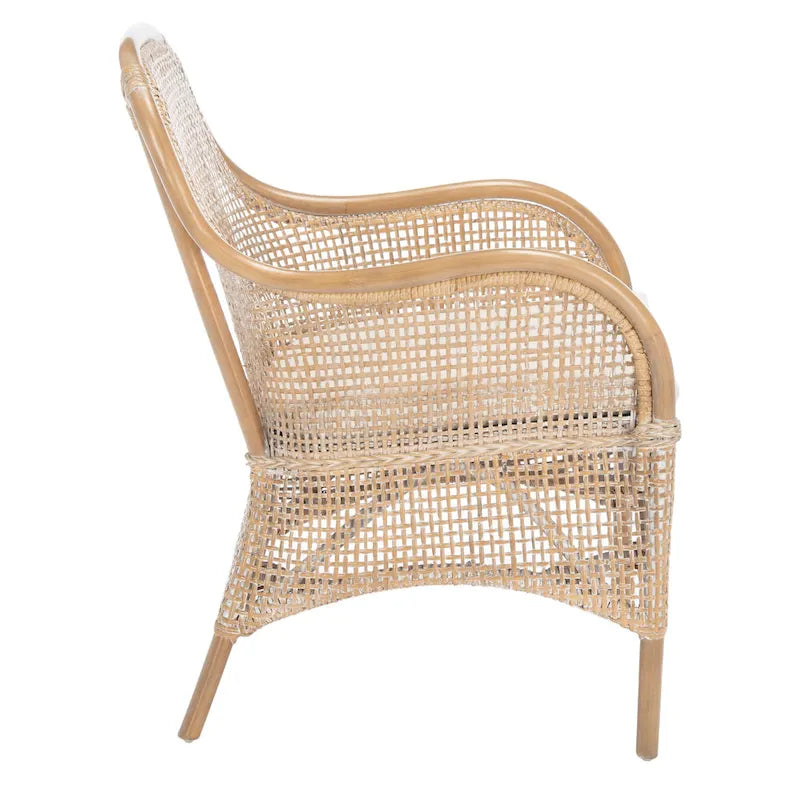 Fauteuil d'appoint Rosalia Coastal en rotin avec coussin – 23,4 L x 24,8 P x 32,7 H – 23Lx25Px33H