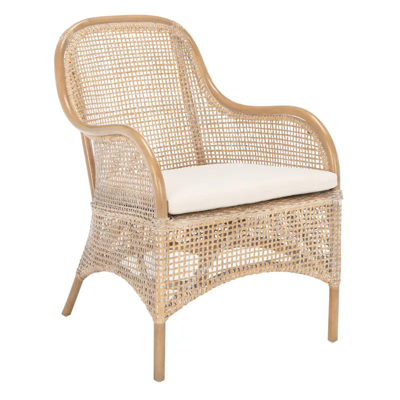 Fauteuil d'appoint Rosalia Coastal en rotin avec coussin – 23,4 L x 24,8 P x 32,7 H – 23Lx25Px33H