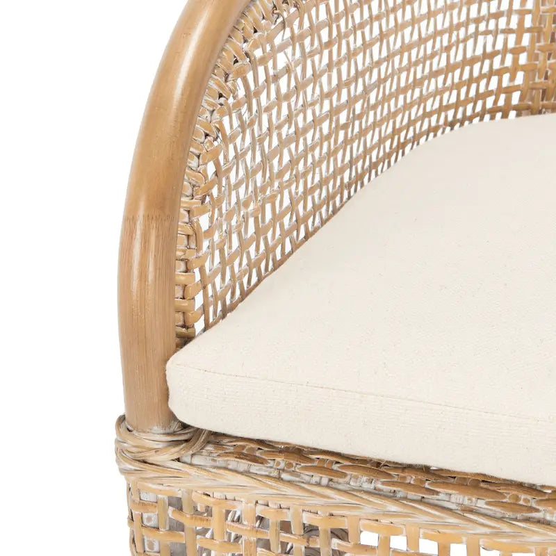 Fauteuil d'appoint Rosalia Coastal en rotin avec coussin – 23,4 L x 24,8 P x 32,7 H – 23Lx25Px33H
