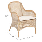 Fauteuil d'appoint Rosalia Coastal en rotin avec coussin – 23,4 L x 24,8 P x 32,7 H – 23Lx25Px33H