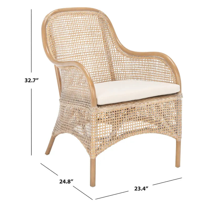 Fauteuil d'appoint Rosalia Coastal en rotin avec coussin – 23,4 L x 24,8 P x 32,7 H – 23Lx25Px33H