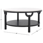 Table basse ronde à 2 niveaux en marbre Couture Aive - 35 po L x 35 po P x 17 po H - 35L x 35P x 17H