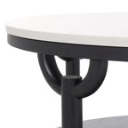Table basse ronde à 2 niveaux en marbre Couture Aive - 35 po L x 35 po P x 17 po H - 35L x 35P x 17H