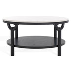 Table basse ronde à 2 niveaux en marbre Couture Aive - 35 po L x 35 po P x 17 po H - 35L x 35P x 17H