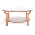 Table basse ronde à 2 niveaux en marbre Couture Aive - 35 po L x 35 po P x 17 po H - 35L x 35P x 17H