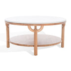 Table basse ronde à 2 niveaux en marbre Couture Aive - 35 po L x 35 po P x 17 po H - 35L x 35P x 17H